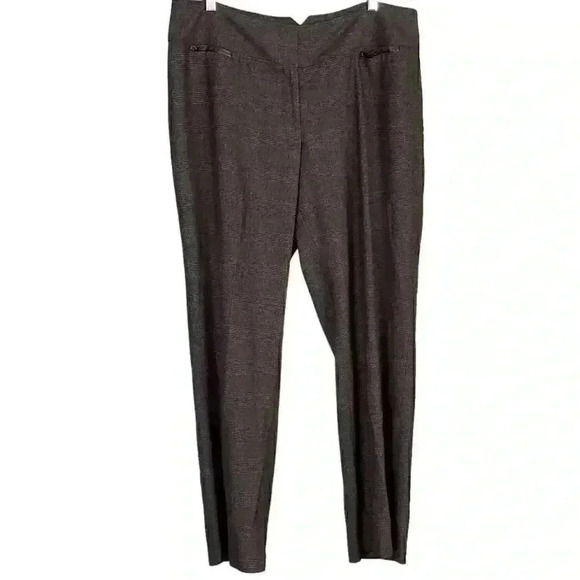 Lane Bryant Women 18W Plaid Dress Trouser Pants Brown Polyester Blend Career - Picture 1 of 7